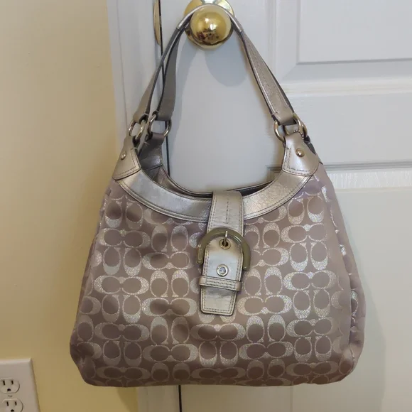 Coach | Bags | Coach Soho Signature Metallic Silver Gray